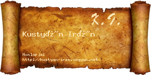 Kustyán Irén névjegykártya